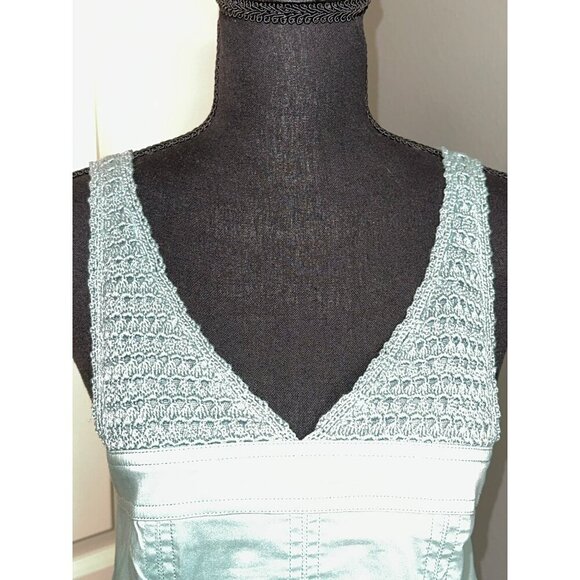 BCBGMAXAZRIA Women's 2 Light Green Knee Length Dress Crochet Pockets Coquette - Picture 5 of 16